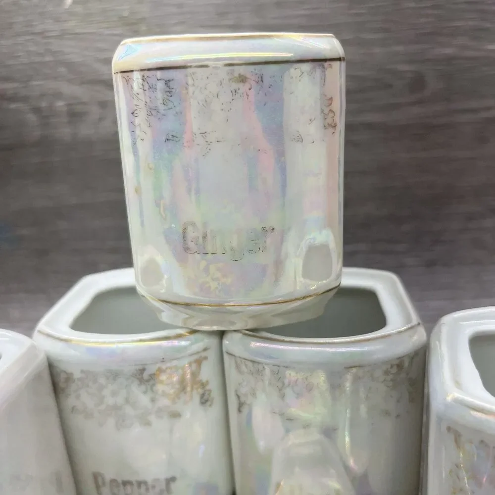 Stunning 1900s Antique German Iridescent Salt Well /Spice Containers/Decanter